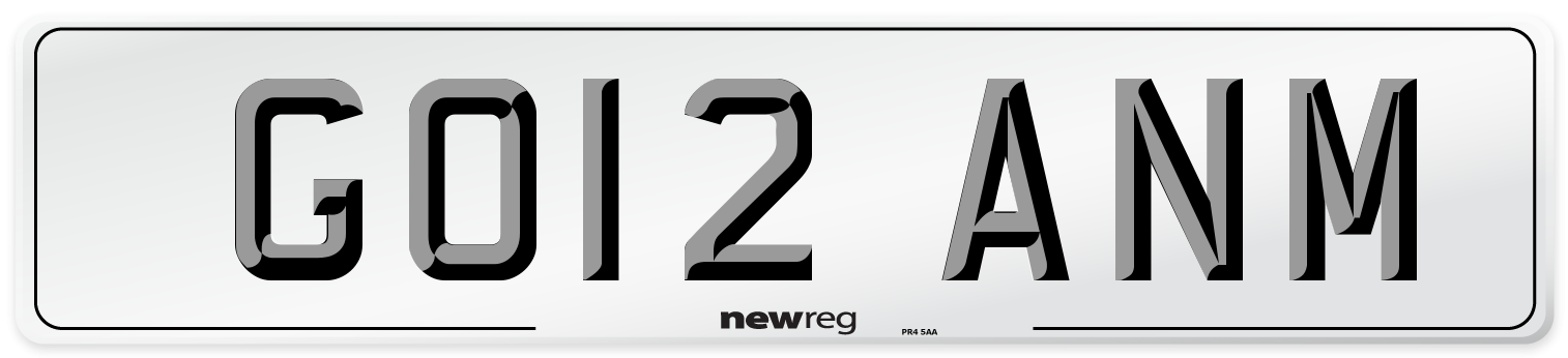 GO12 ANM Number Plate from New Reg